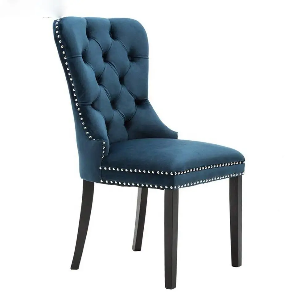 European style wood frame Elegant y Luxury Upholstered  Leather /velvet Wooden Dining Chair  High back dining chair