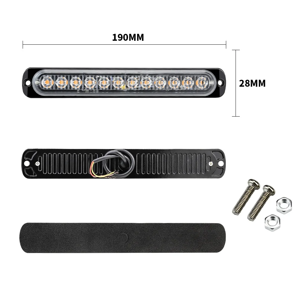 Auto lighting system 12-24V truck side lamp strip ultra-thin side flash light 36w 12LED strongpoint signal warning lights