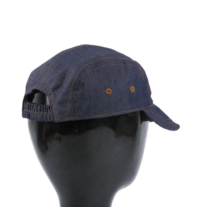 Custom kids denim 5 panel chenille embroidery baseball cap with elastic closure adjustable baby jean hats