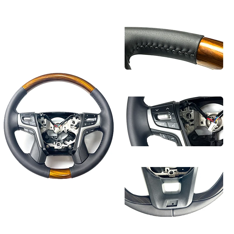 Red Peach Wood Leather Steering Wheel for Toyota Crown Camry Corolla Rav4 Prius Yaris 4Runner Alphard LEXUS LX570 LX470 GX460