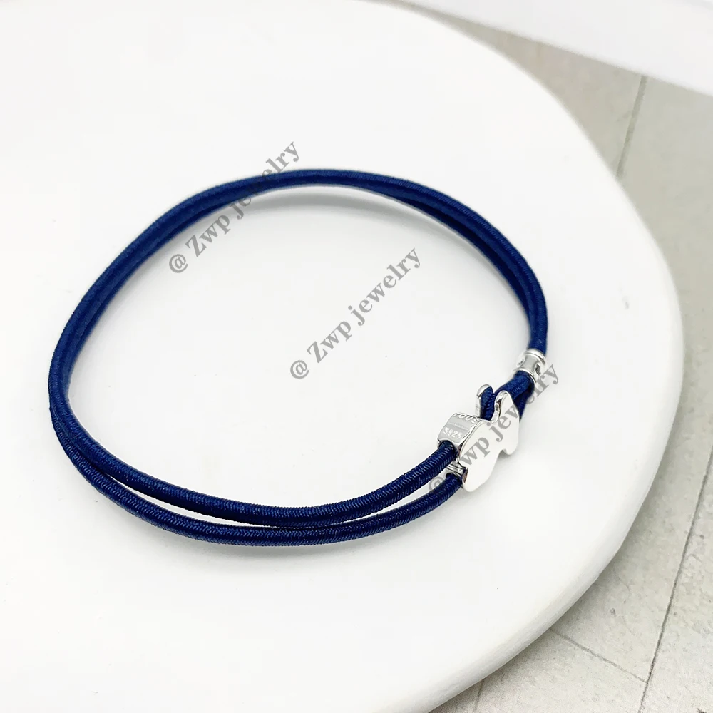 Hihg Quality Pure 925 Sterling Sliver Pink & Blue Sweet Dolls Elastic Bracelet Touses Jewelry For Women Fashion Jewelry Bracelet