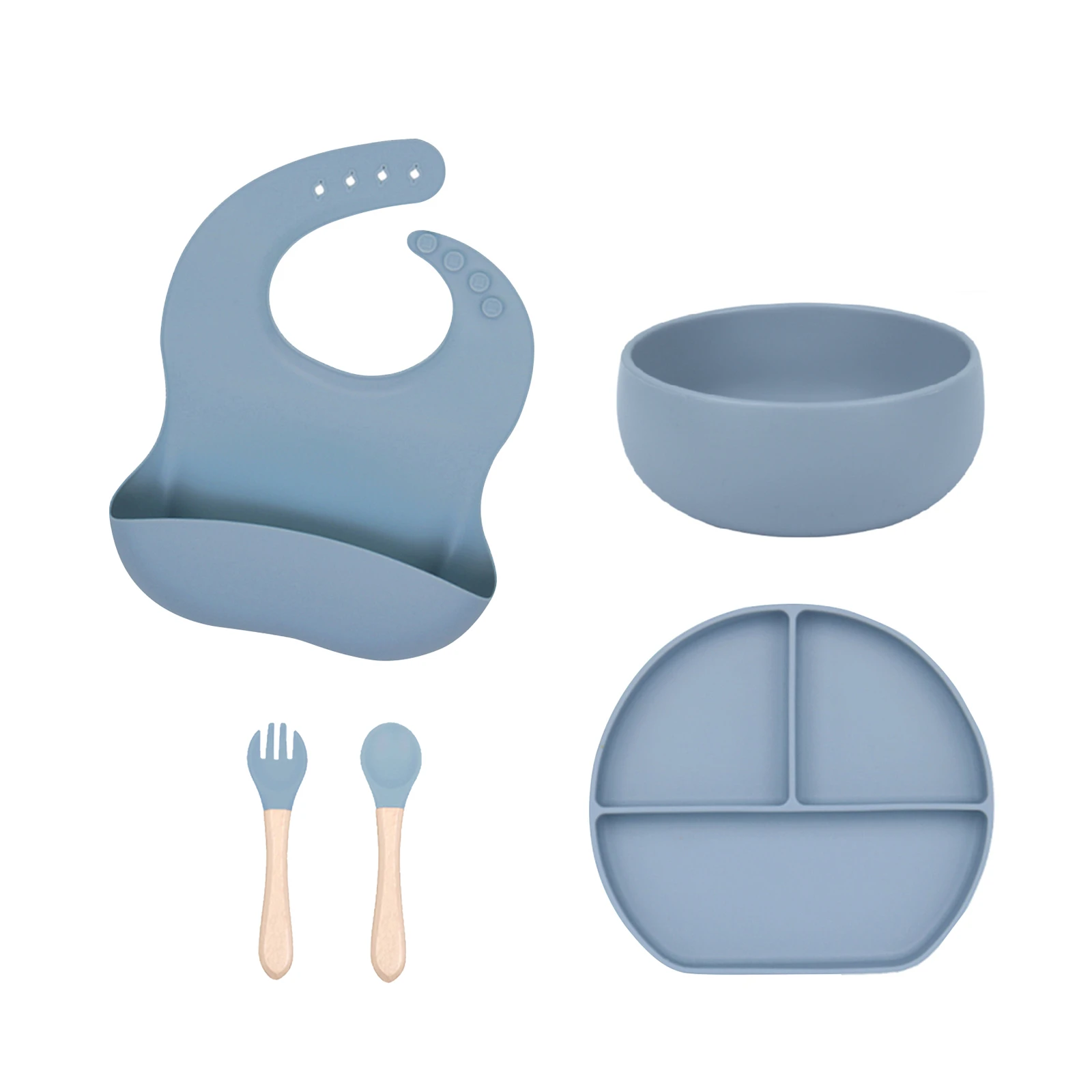 Cartoon Rice Bowl Gift Baby Feeding Eco Silicone Tableware Set Baby Bib Plate Custom Top Seller Supplies Silicone Tableware