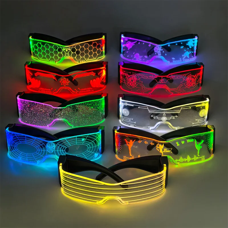 New LED Seven Color Light Light Technology Glasses Christmas Halloween Party bar dazzling technology glasses