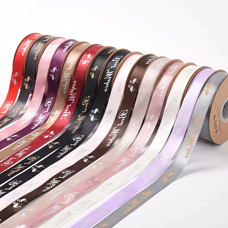 Оптовая продажа атласная корсажная лента с цветочным рисунком бронзовая для упаковки подарков украшения свадебной вечеринки