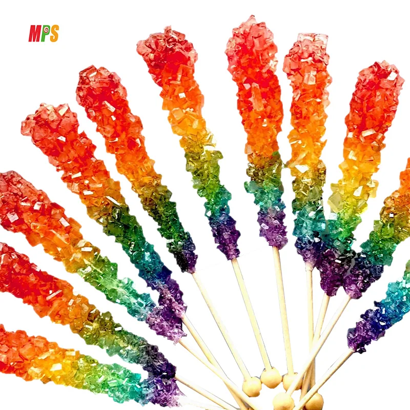 Rock Candy Lollipops Pops Variety Color and Flavor Assortment Crystal Candy Sugar Sticks For Coffee