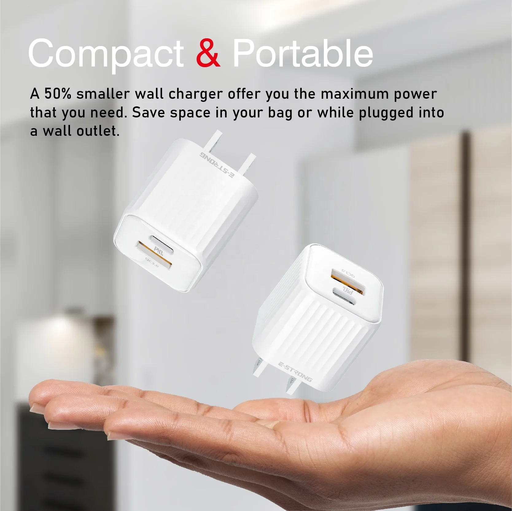 USB C Charger Block 20W High Power Dual Port Fast Charger Mini Size PD Adapter