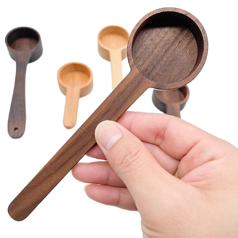 10g Capacity Small Beech Wooden Coffee Ground Spoon Black Walnut Measuring Spoon Wooden Coffee Scoop Measuring for Coffee Beans
