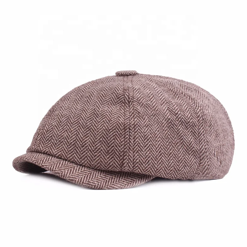 High quality Vintage Wool Octagonal Painter Hat Plaid Newsboy Gatsby Golf Driving Ivy Flat Bottom Taxi Beret