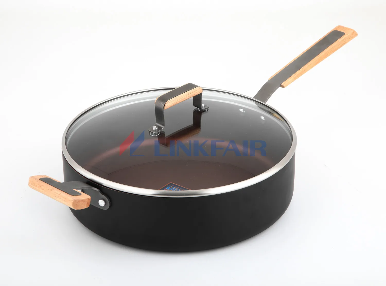 Linkfair 7-Piece Non Stick Aluminum Cookware set red saucepan/dutch oven/saute pan/frypan for wholesale