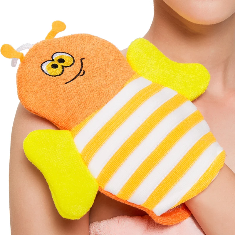 Cartoon animal baby Kids Body Scrubber for Shower Loofah Bath Gloves Exfoliating Mitt