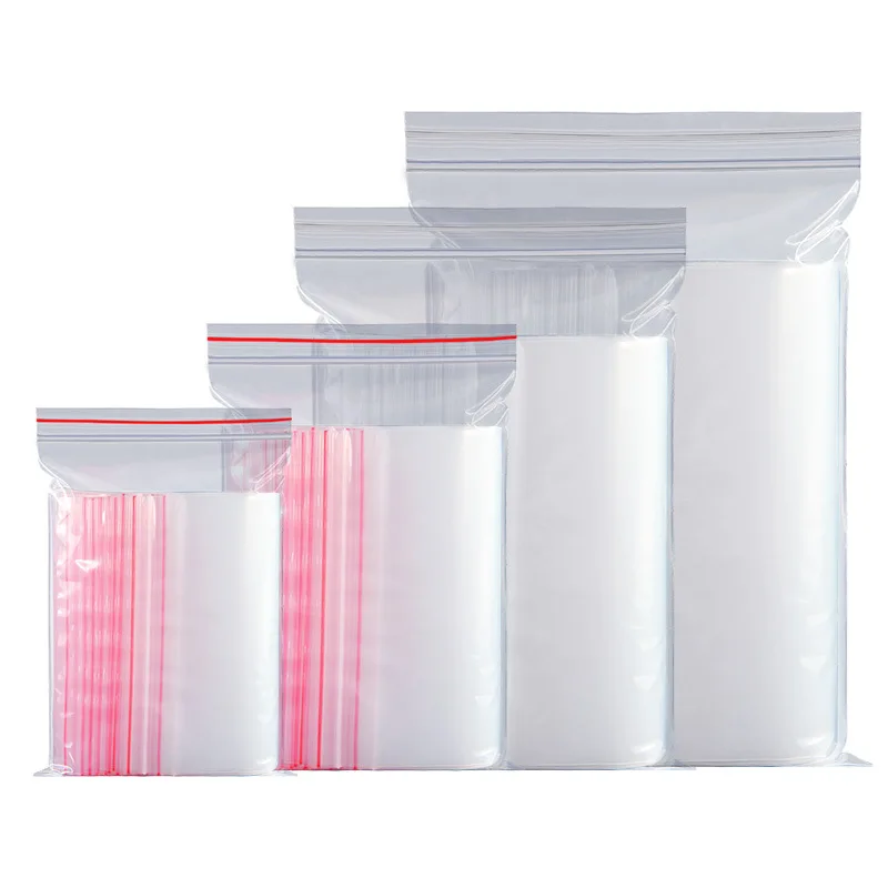 Custom Transparent Plastic Bag Reusable Clear Ziplock Poly Bag PE Bag for Jewelry Beads Rings Earrings and Candies