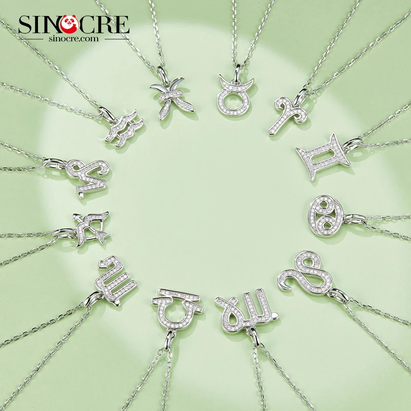 SINOCRE Reputable Dealers S925 Silver Cute Men Moissanite Pendant Sterling Choker Necklace Dainty Zodiac