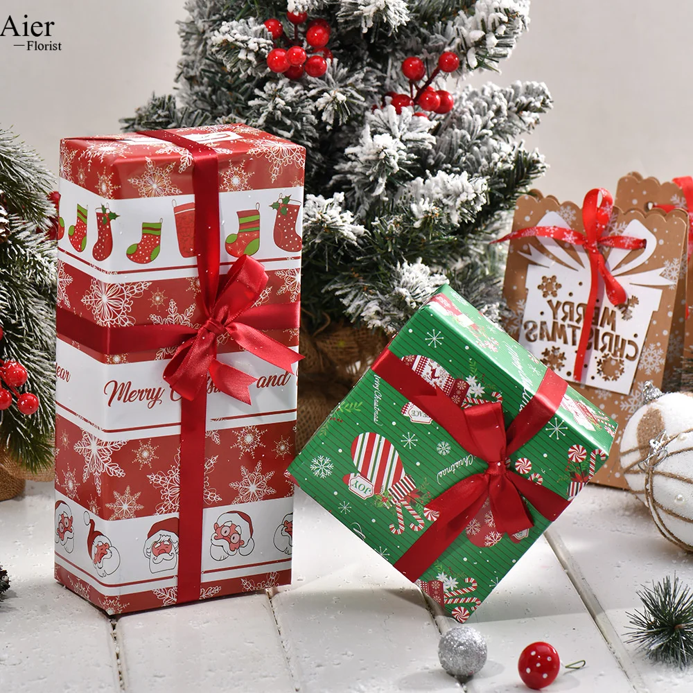 Aierflorist 50*70cm 80g Coated Paper Christmas Day  Classic Gift Packaging Paper and Packaging Flower Bouquet Wrapping Paper