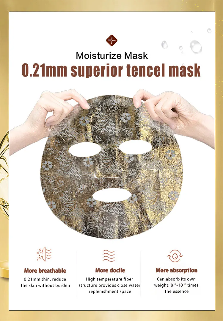 PUQIANNA Direct Manufacturer Lace material Luxury Hyaluronic acid face skin care deep moisturizing Whitening women facial mask