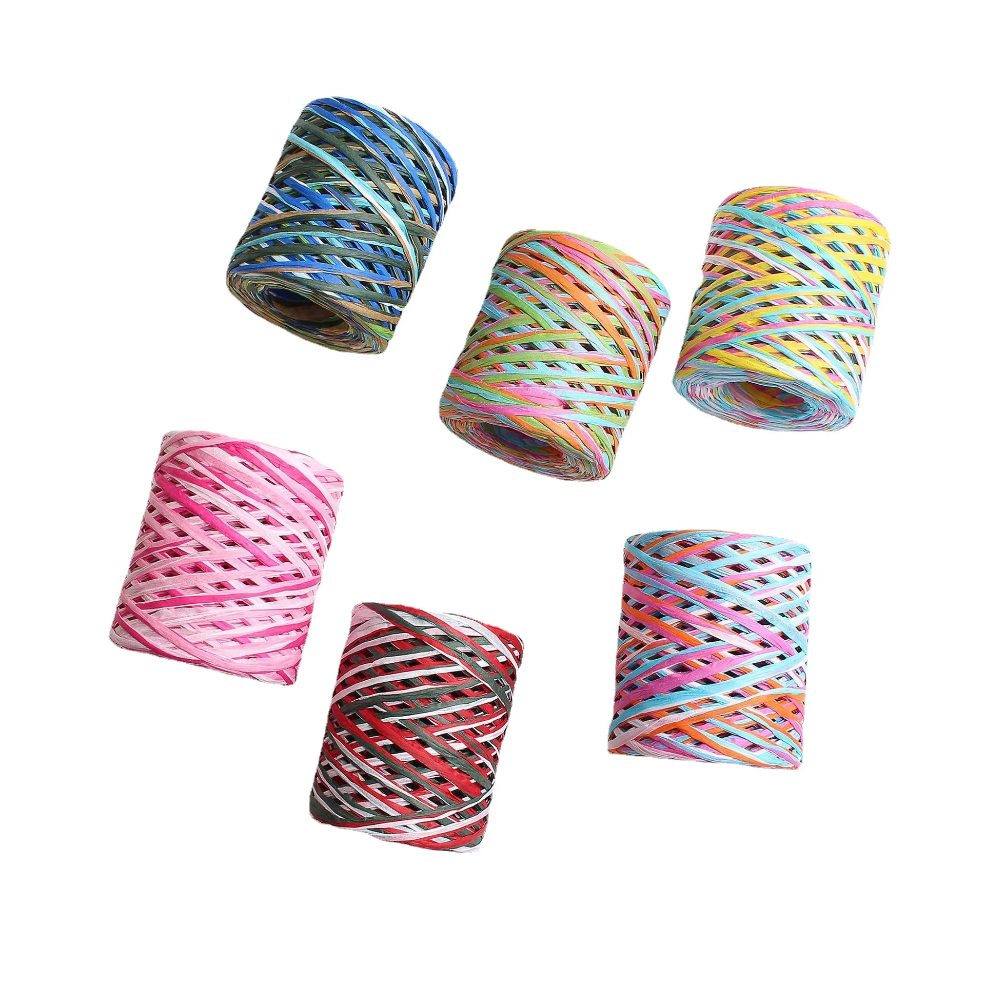 Оптовая продажа лаффия травяная бумажная веревка для защиты окружающей среды красочная двухнитевая DIY Spot Raffia