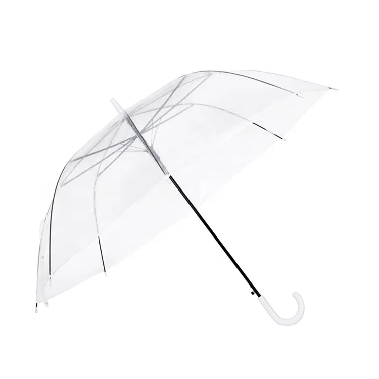 27 Inch Cheap  Transparent Clear Straight Umbrella with logo prints
