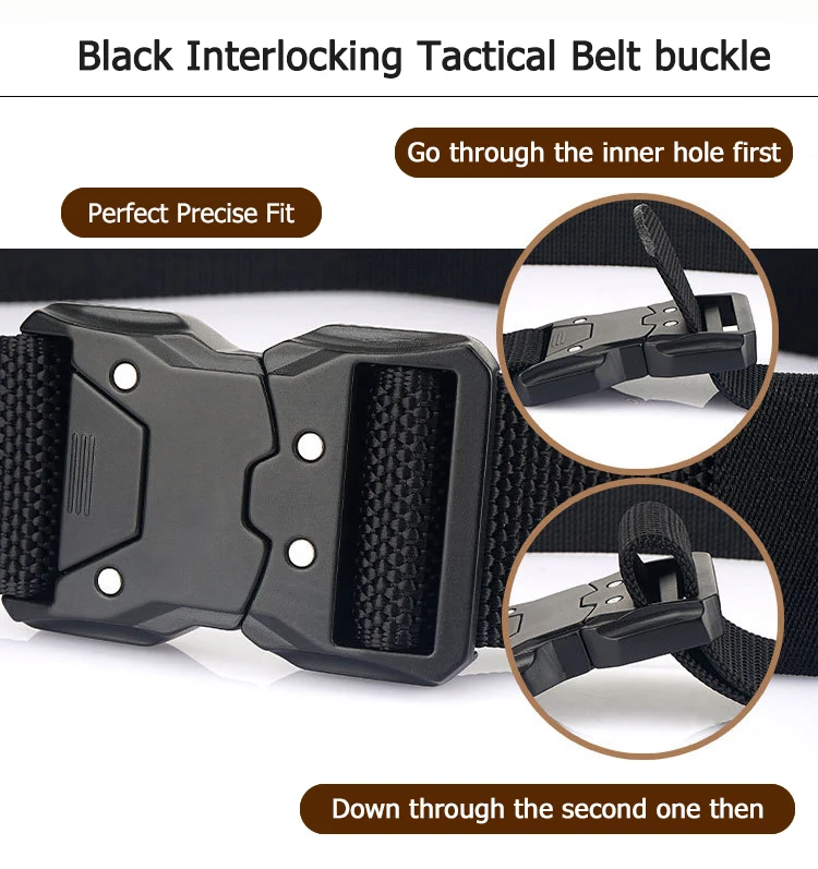 ALFA High  Quality Custom Nylon Belt Black Quick Release Interlocking Tactical Belt Buckles