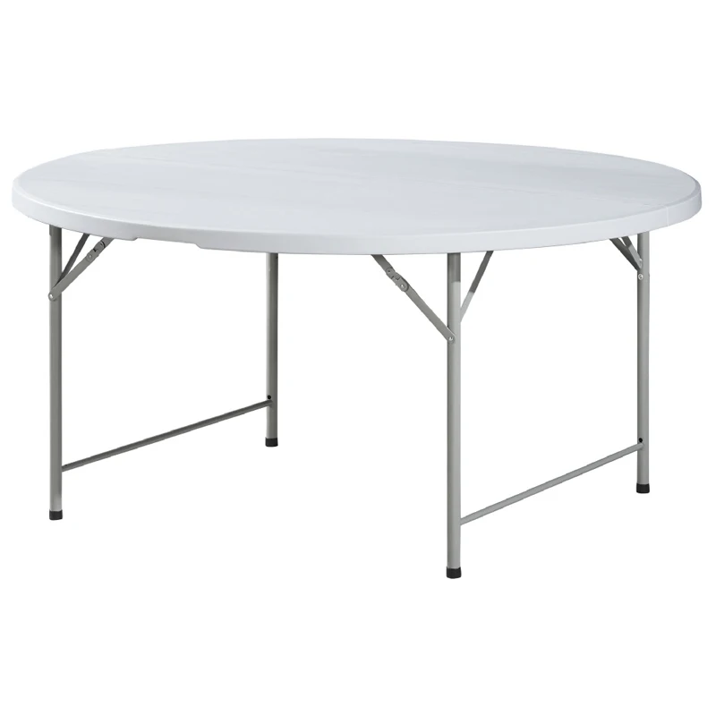 OEM 4 Foot 122*74 Fold-In-Half Round HDPE Table White Round Portable Plastic Indoor Outdoor Tables With Handle Lock