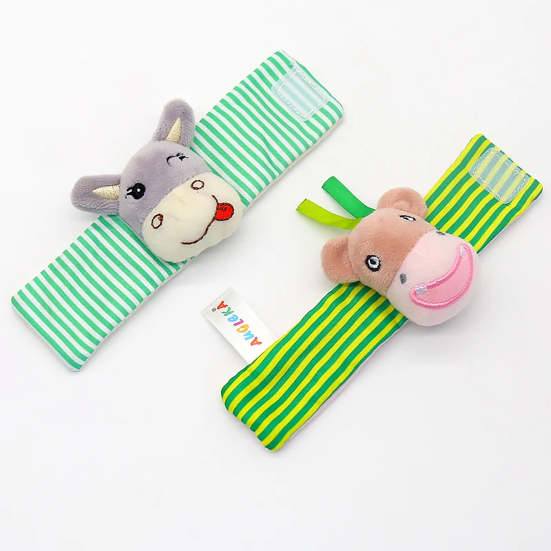 2021 new baby animal wrist strap socks baby animal watch strap with small rattle bell newborn toy