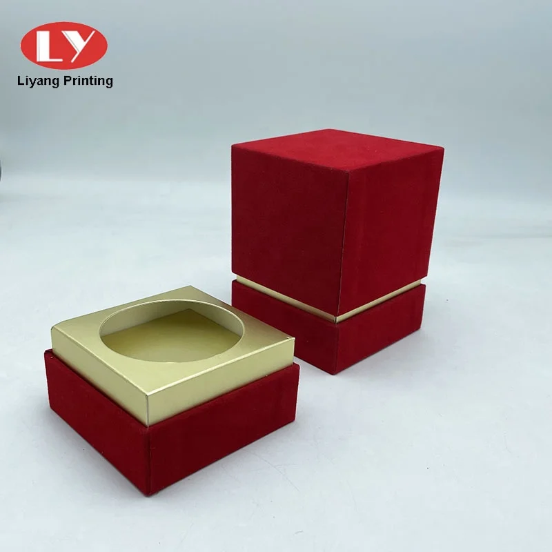 OEM Printing and Packaging Manufacturer Custom Empty Red Velvet Square Luxury Perfume Box Packaging