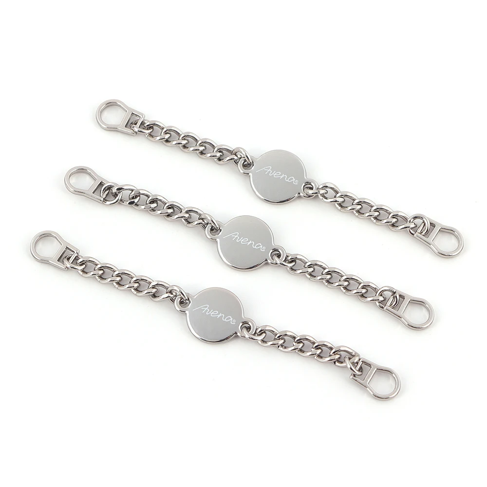 Factory Vintage Decoration Clothing Collar Round Labels Logo Custom Metal Tags with Chain