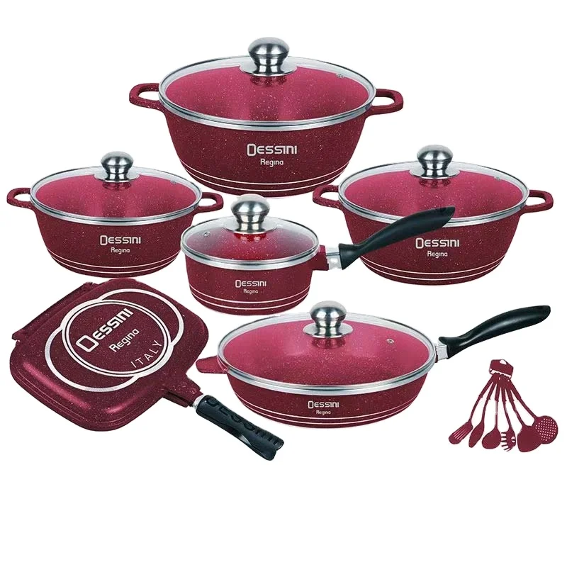 Die Cast Aluminum Nonstick Cookware Sets with Glass lid Fry Pans Set Cookware  Non Stick Coating Kitchen Cookware Sets
