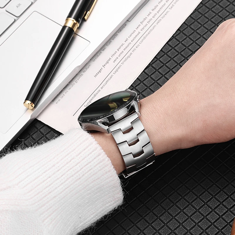 Роскошный деловой браслет для часов Huawei GT2 GT3 Pro 46 мм Универсальный титановый металлический ремешок 22 Samsung Watch 3 45 S3