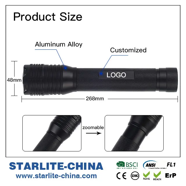 
2019 New Smart Aluminum high power Rechargeable Zoomable signal torch 18650 EDC LED Torch light Flashlight with Pen clip 