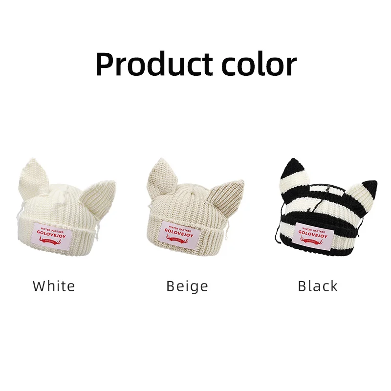 GOLOVEJOY DMZ109 Classic Custom Your Own Embroidery Logo Mohair Beanies Jacquard Knitted Hats Wholesale Warm Hat