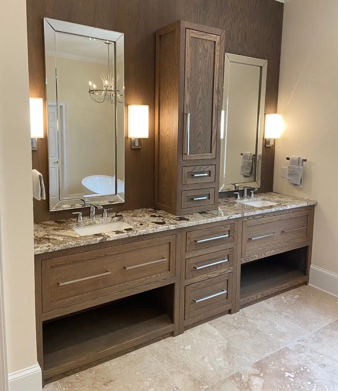 CBMmart Modern Free Floor Standing  Mirror Mounted Single Double Basin  Master Plywood Wood Bathroom Vanity With Smart Mirror