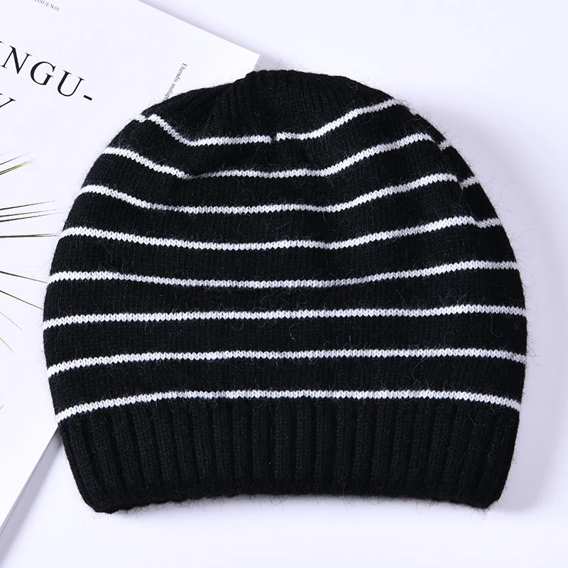 Stretchy Outdoor Wholesale Custom Luxury Thick Warm Hat Plain Skull Double Layer Women Blank Cashmere Knit Beanie Winter Hats