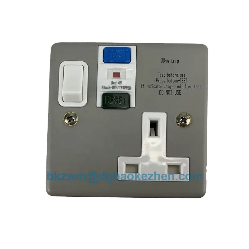 BKZ0130SMG  single  metal  RCD socket  switched