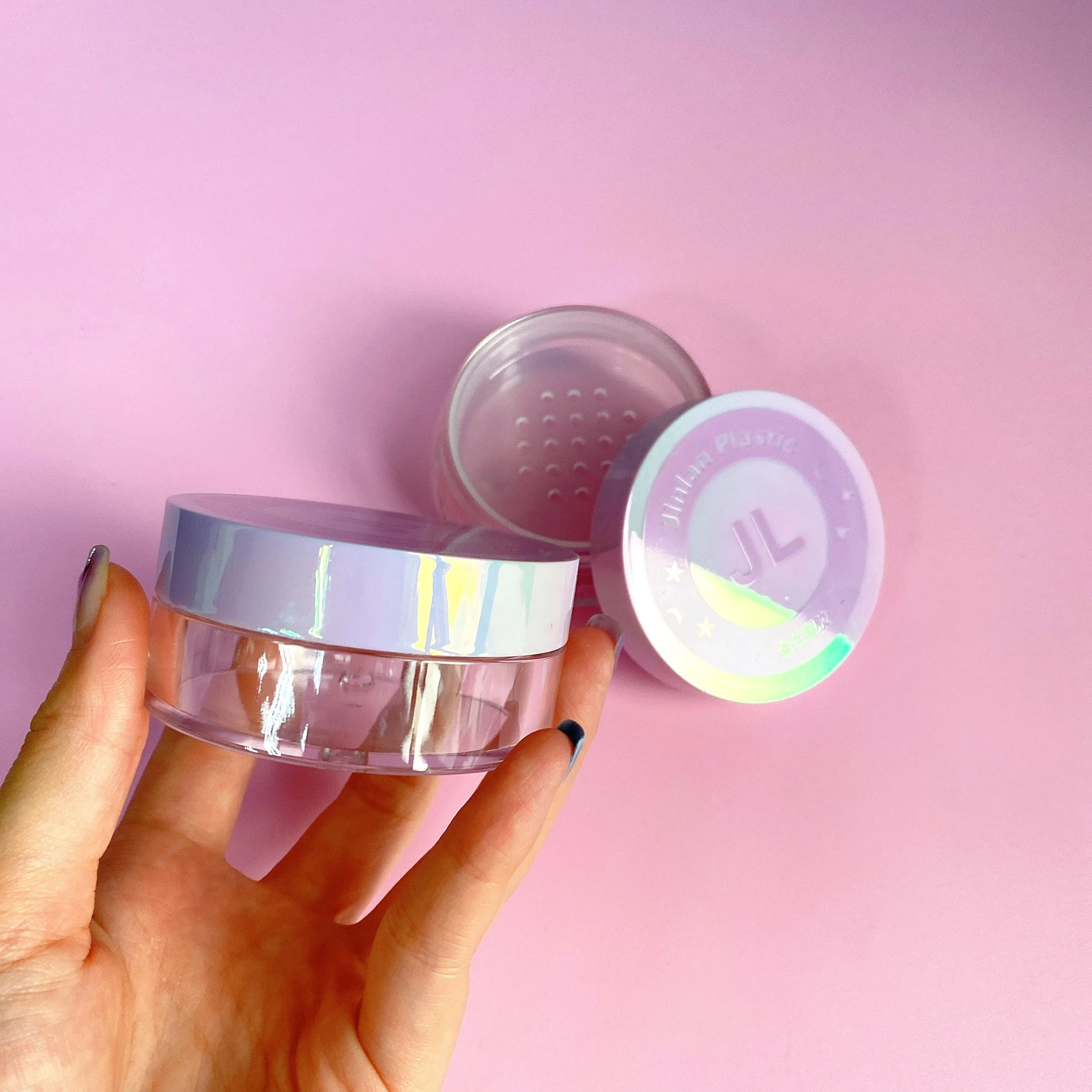 Low Moq Empty Compact Powder Container Pink Reusable Compact Powder Case Cosmetic Container