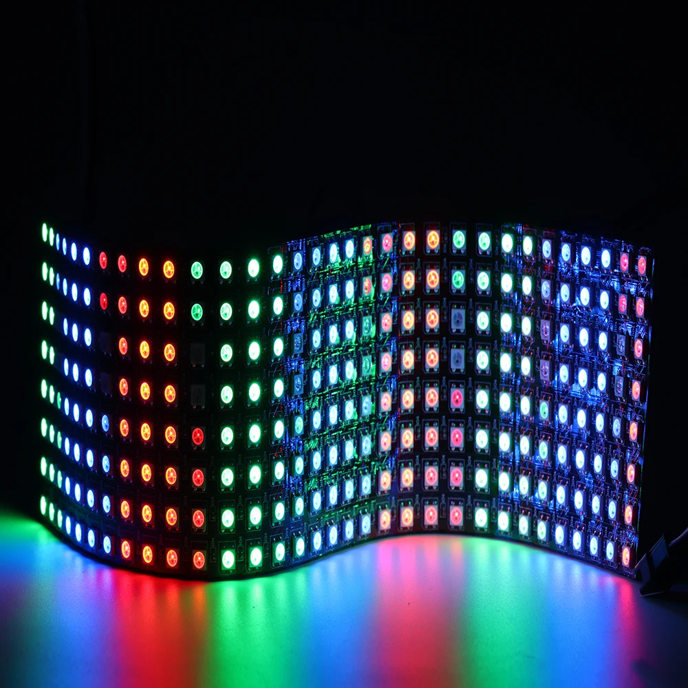 black pcb 8x32 pixel pitch 10mm, RGB ws2812 flexible led dot matrix