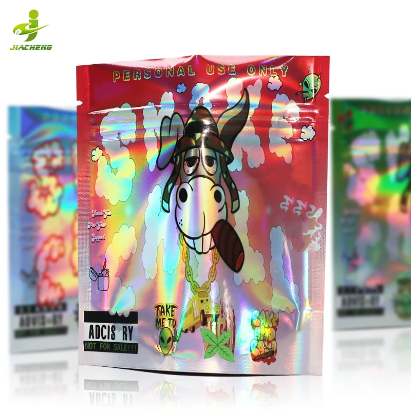 Custom printed Resealable Baggies 3.5 4x5 1g 3.5g 7g 14g 28g 1lb 1 pound exotic holographic smell proof mylar bags with my logo