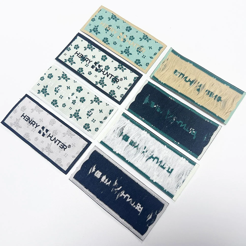 High Density Custom Brand Polyester Fabric Label Woven Collar Tags, Eco-friendly Garment Labels
