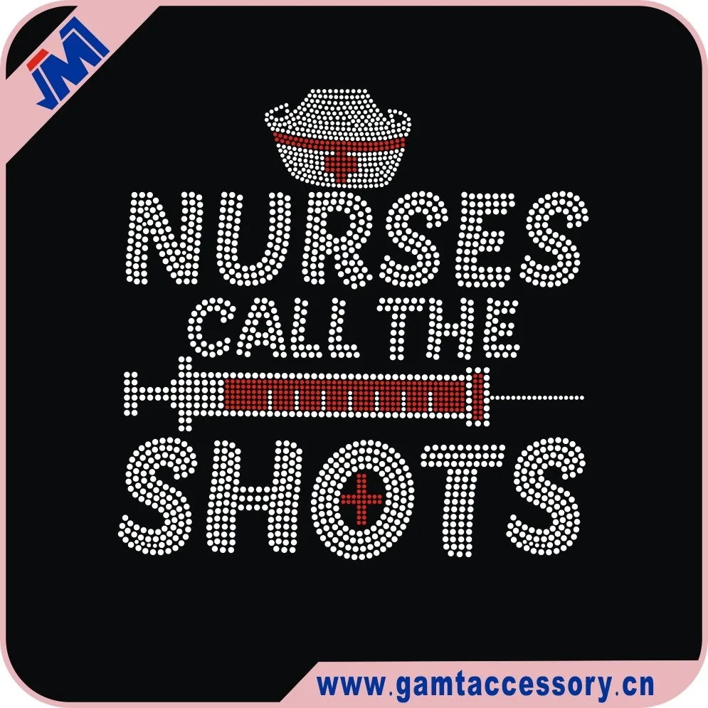 Red Nurse cap design rhinestone iron on transfer for tshirt