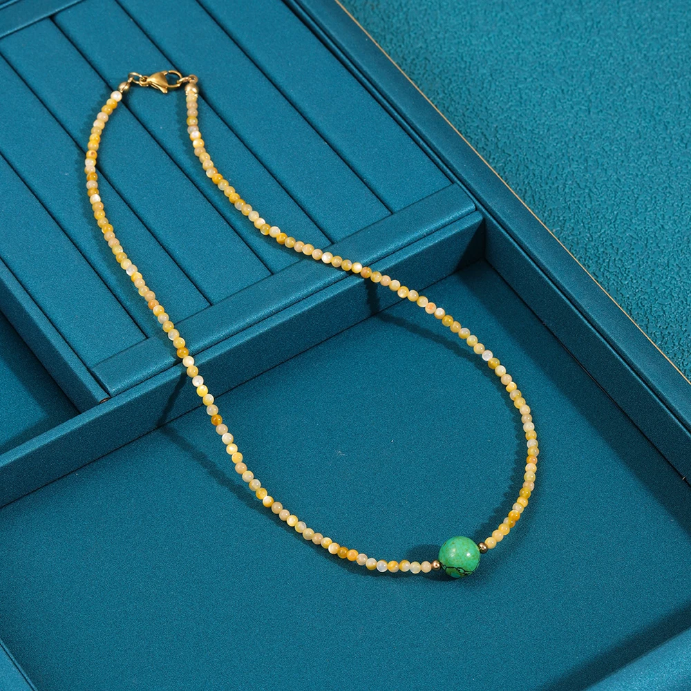 Simple Style Trendy Beaded Necklace for Women High-Grade Luxury Clavicle Chain Light Niche Design Sense for Party