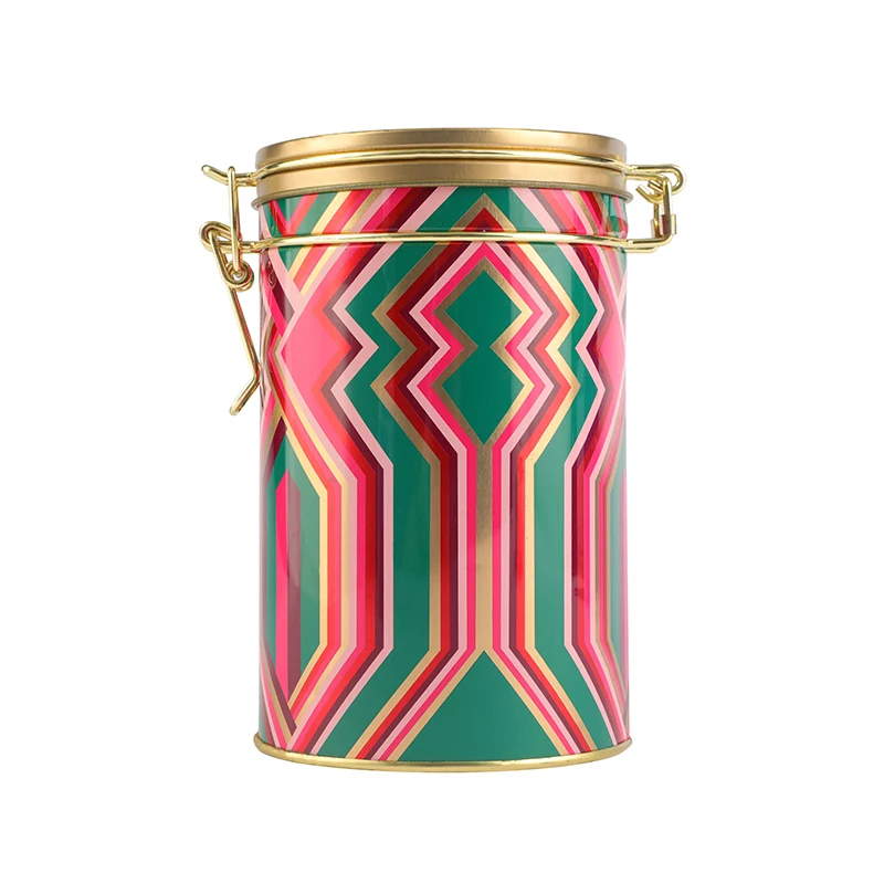 round airtight coffee tin box  for tea, coffee bean storage packing box nut metal container