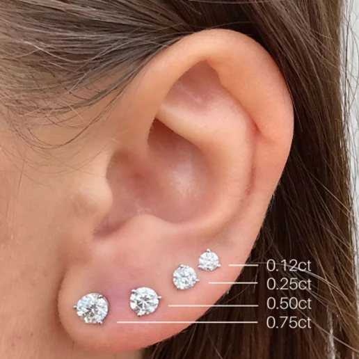 Женские серьги-гвоздики из серебра 14 к 18 К с
