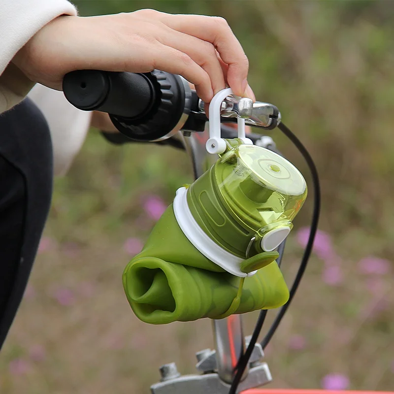 
Amazon Wholesale Custom Leakproof Logo Free Samples Folding Silicone Water Bottle 