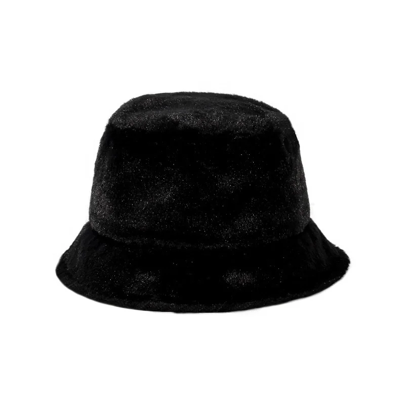 Custom Warm Soft Solid Thickened Fishing Panama Cap For Outdoor Vacation Hat Panama Cap Faux Rabbit Fur Winter Warm Bucket Hat