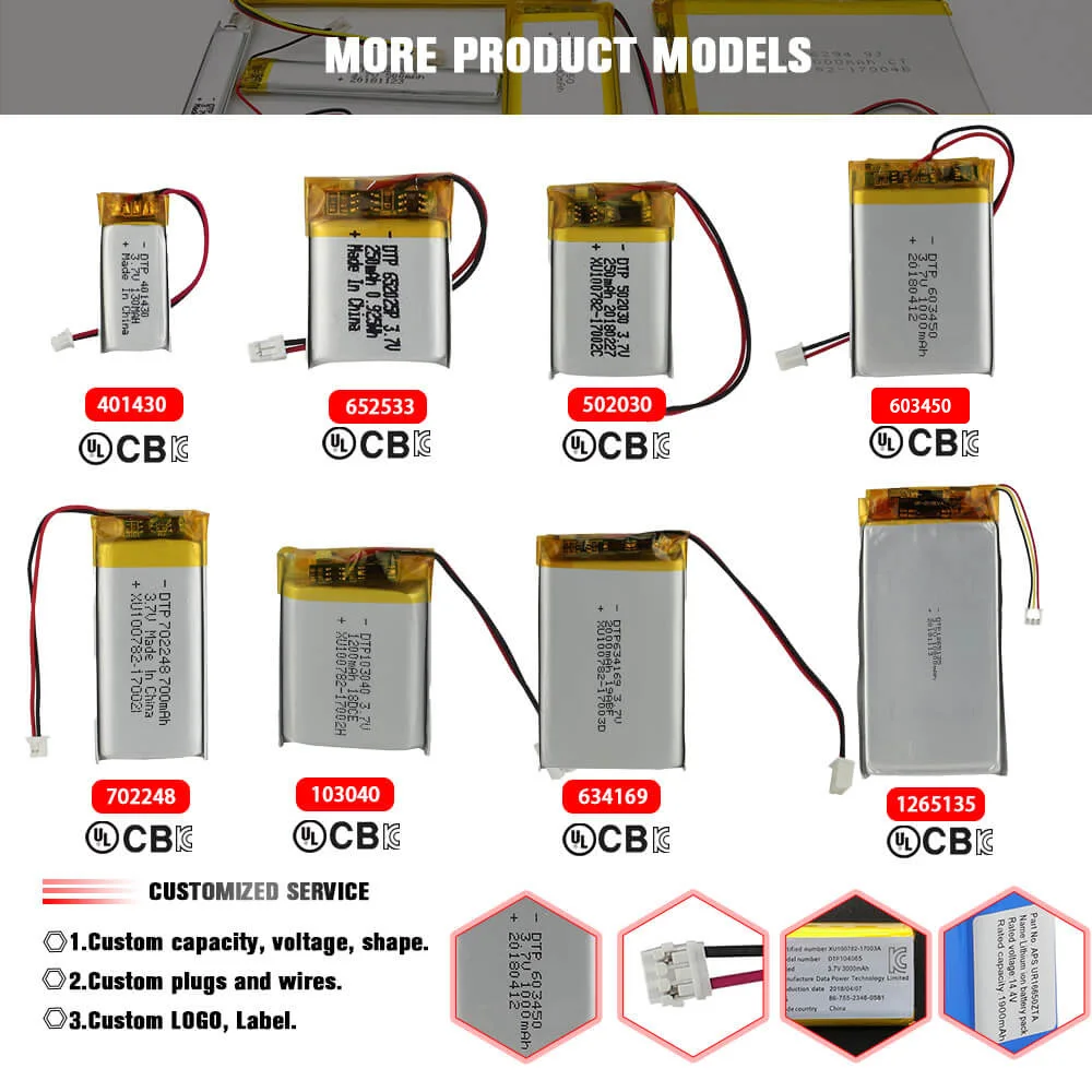 Rechargeable Lithium Polymer Battery 1265135 3.7v 10000mah 10Ah Lipo Battery