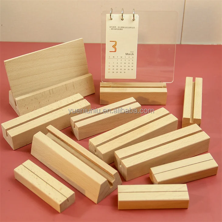 Calendar Postcard Base wood photo frame acrylic U-shaped bottom seat custom high quality solid wood photo frame wooden base