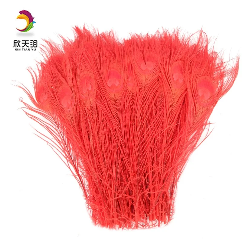 Bulk Sale Natural Long palsitic Red Peacock Feathers for Costume