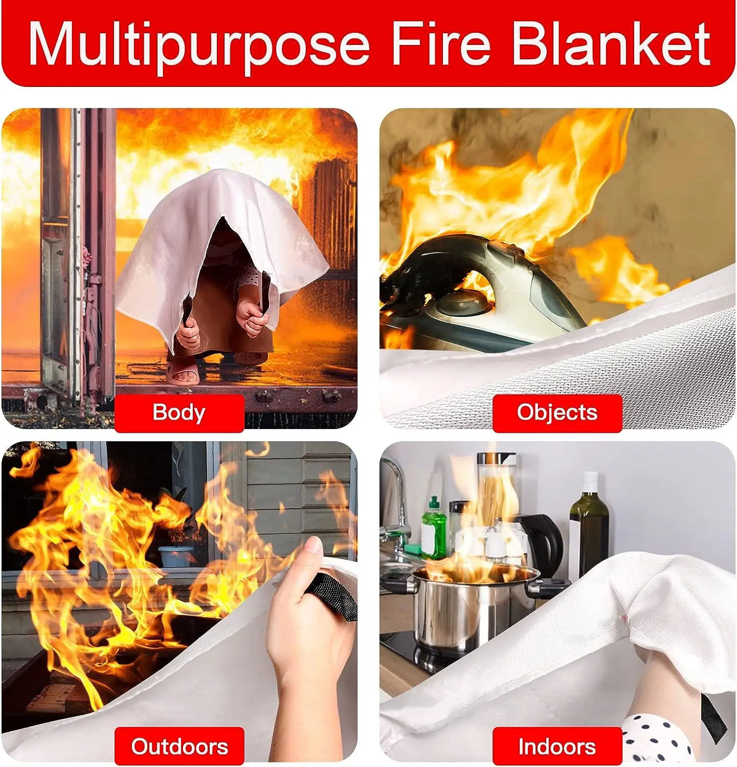 430g 1m*1m Fiberglass Fire Blanket for Home Kitchen Use CE EN1869 2019 Certified
