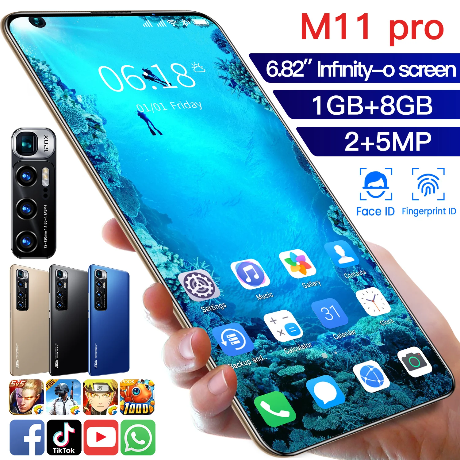 
Hot Sale M11 Pro Note Cell Phone Gold With Great Price 