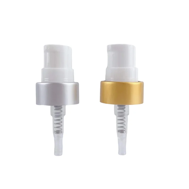 20-400 20mm matte gold color treatment pump with silver aluminum for serum and scream cosmetic packaging