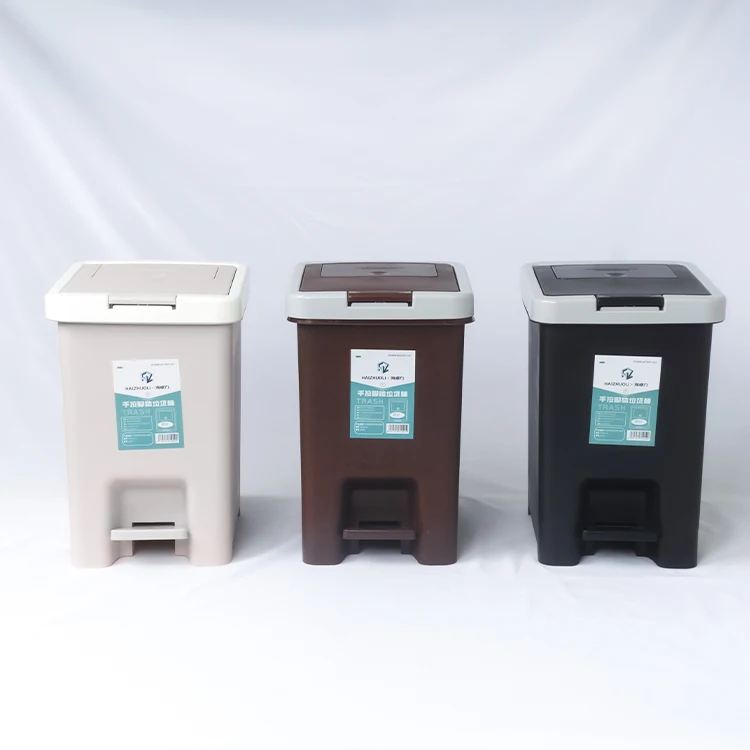 rectangle hand Press and food pedal PP Plastic trash can garbage bin