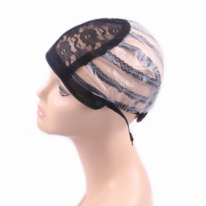 10 Pieces/Bundle Stretchable Mesh Wig Caps With Adjustable Straps For Making Wigs Black S M L Plastic Wig Caps Hair Net